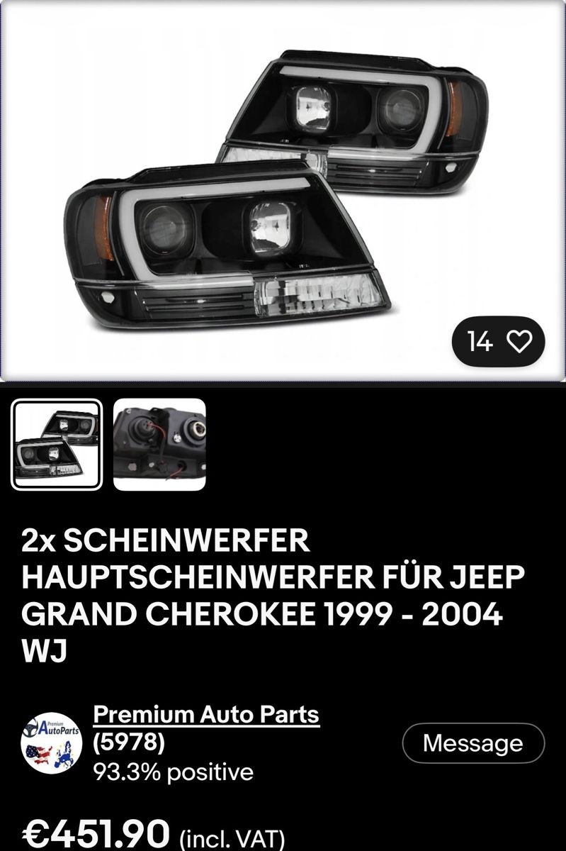 Jeep Tutti pezzi di ricambio auto: Phare jeep grand Cherokee WJ 2000-2005 – Nuovo (secondo la descrizione) da Lauenen b. Gstaad venduto da jack6969