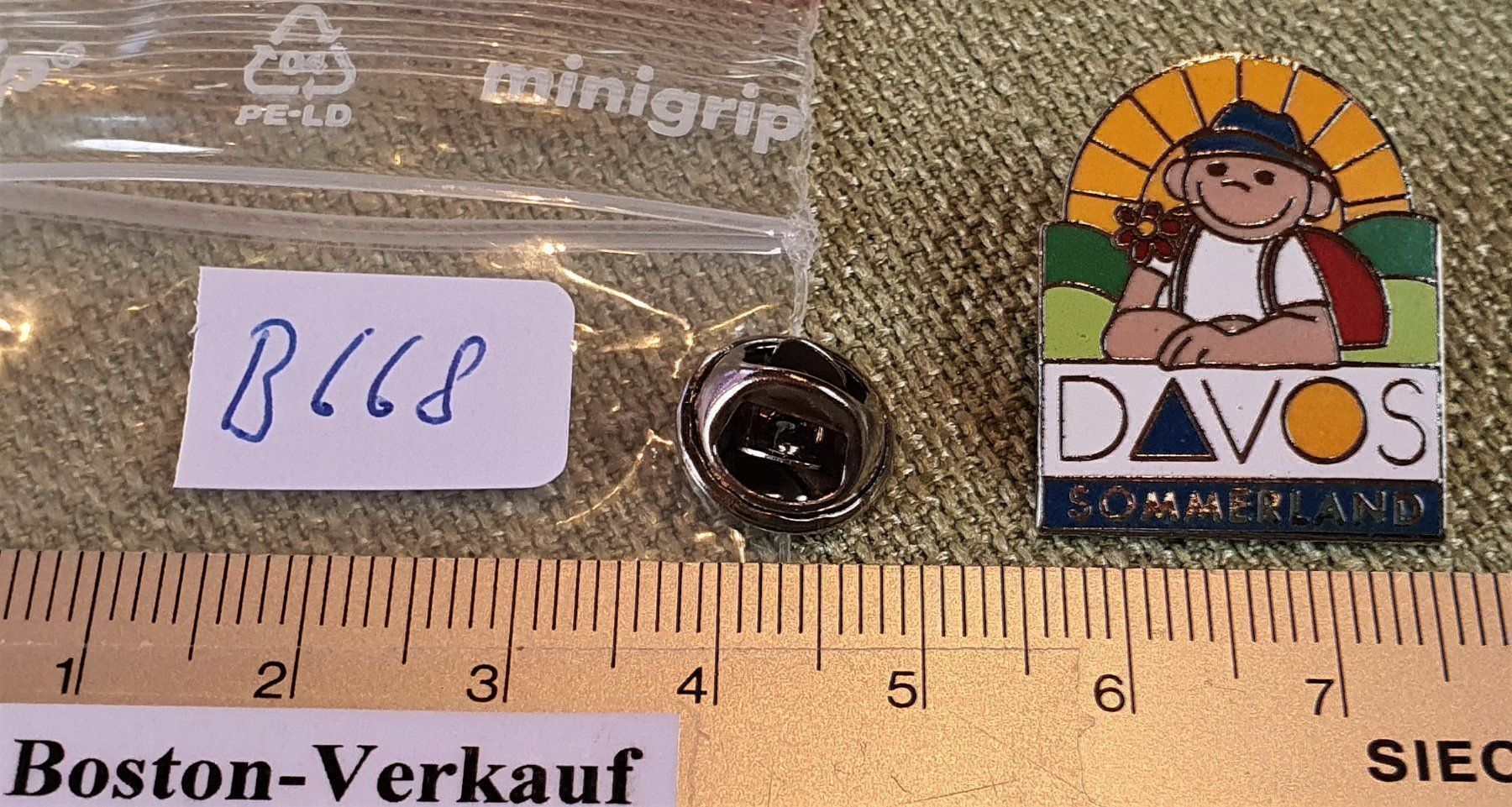 Plaketten & Abzeichen: B668 - Pin Davos Sommerland Schweiz – Gebraucht aus Reinach BL von Boston-Verkauf 2