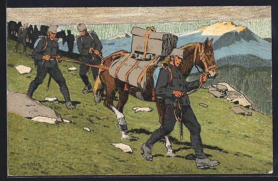 Foto, Lettere & Cartoline: Carl Moos: schweizer Gebirgstruppen mit  – Usato da Berlin venduto da bartko-reher