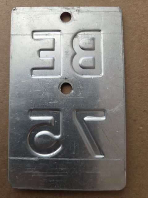 Sachs Ecriteaux: Velonummer BE 75 plaque Velo – D'occasion à Schenkon par Uhu007 1