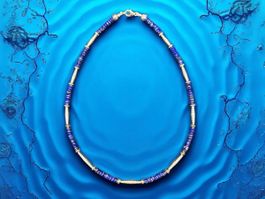 Unikat 💎 Lapislazuli und antikes Silber Halskette - Neu