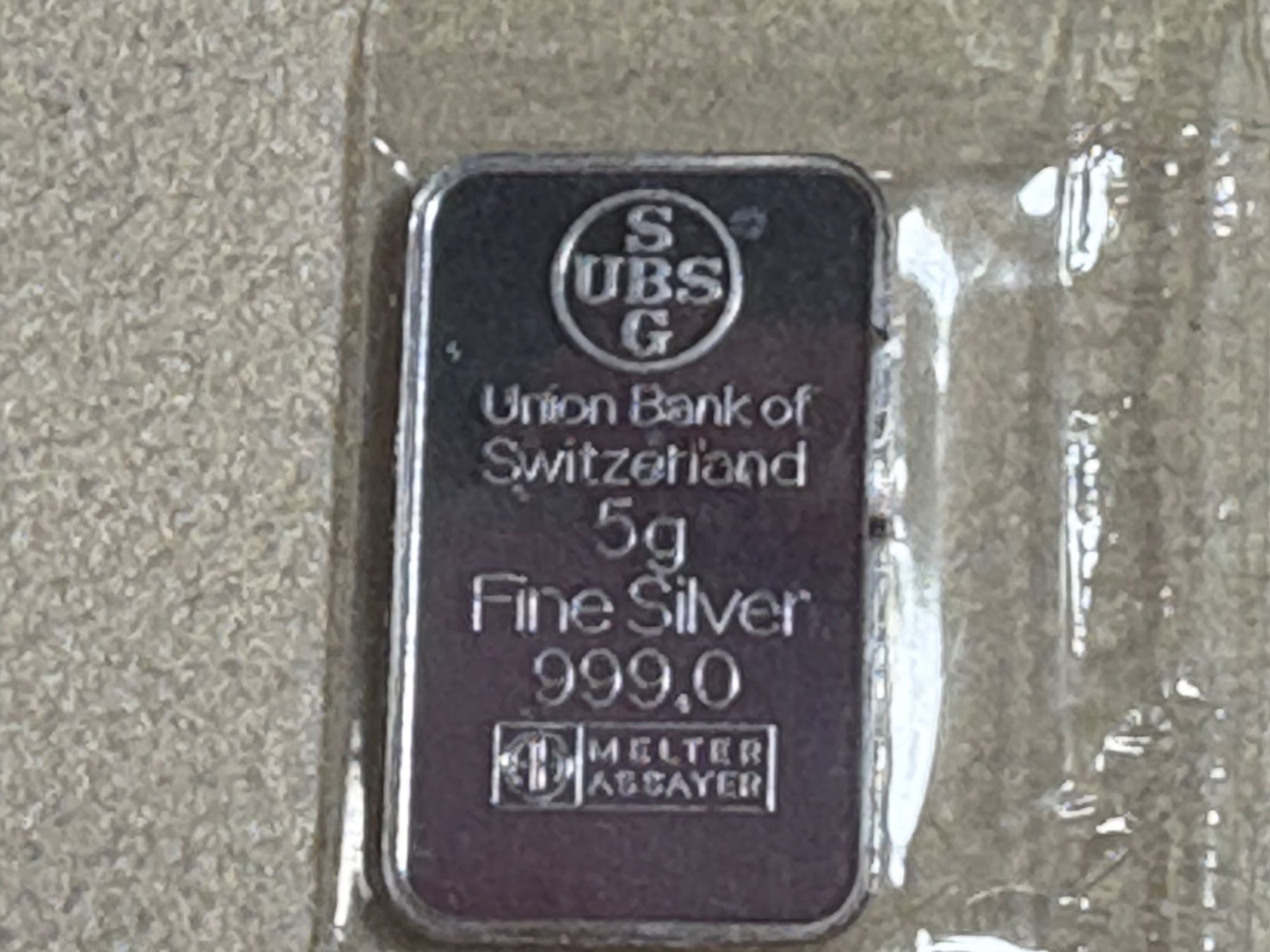 Edelmetalle: 5 Gramm Silberbarren UBS NEU – Neu und originalverpackt aus St. Peterzell von verena40