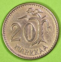 1954  /  FINNLAND  / 20 - MARKKA - MÜNZE / SEHR GUT ERHALTEN