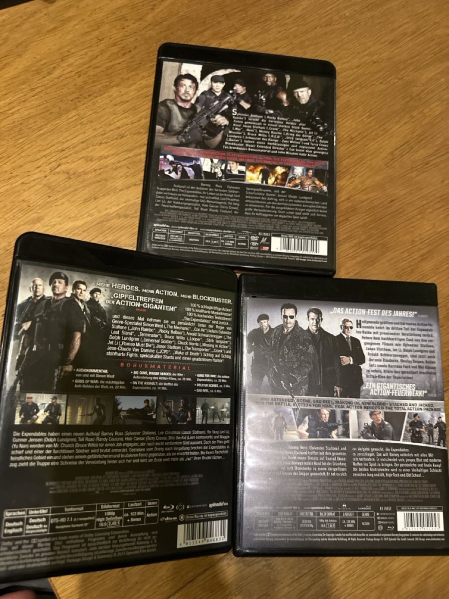 Tutti i DVDs: The Expendables 1-3 extended Director Cut Bluray – Usato da Benken ZH venduto da Audi-erich 1