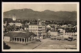 AK Vevey, Place du Marché Grenette et les Pléiades