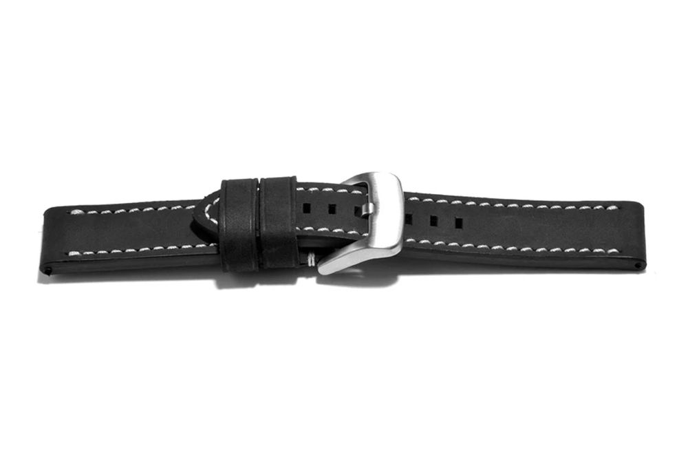Bracciali & Braccialetti: Uhrenarmband extra stark Leder Vintage 24mm schwarz – Nuovo e nell'imballaggio originale da Wittenbach venduto da uhrenzubehoer24 2