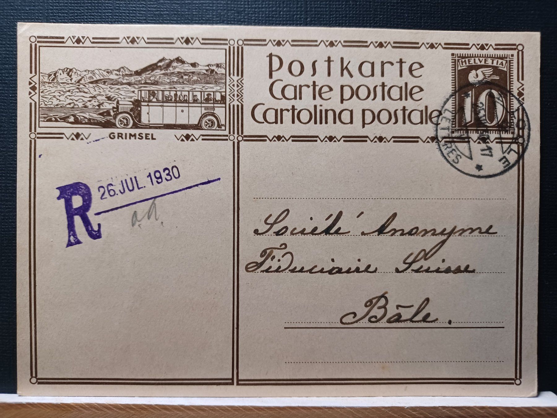 Tutti i francobolli: Bildpostkarte Grimselpass , 1930,  selten – Usato da Aarau Rohr venduto da mgvw