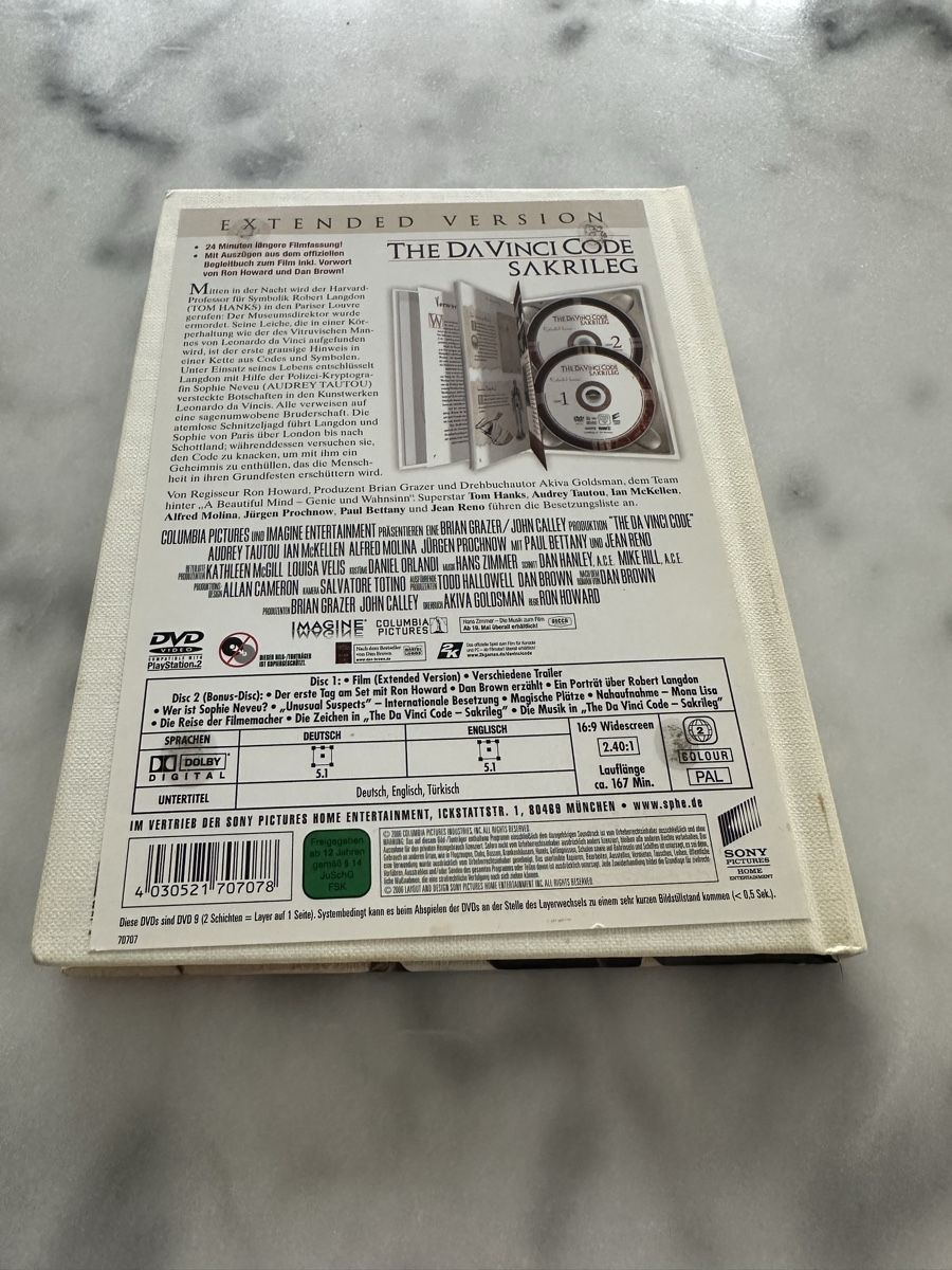 Tutti i DVDs: Da Vinci Code Sakrileg DVD Extended Version TOP Zustand! – Usato da Bülach venduto da Chati_ 1