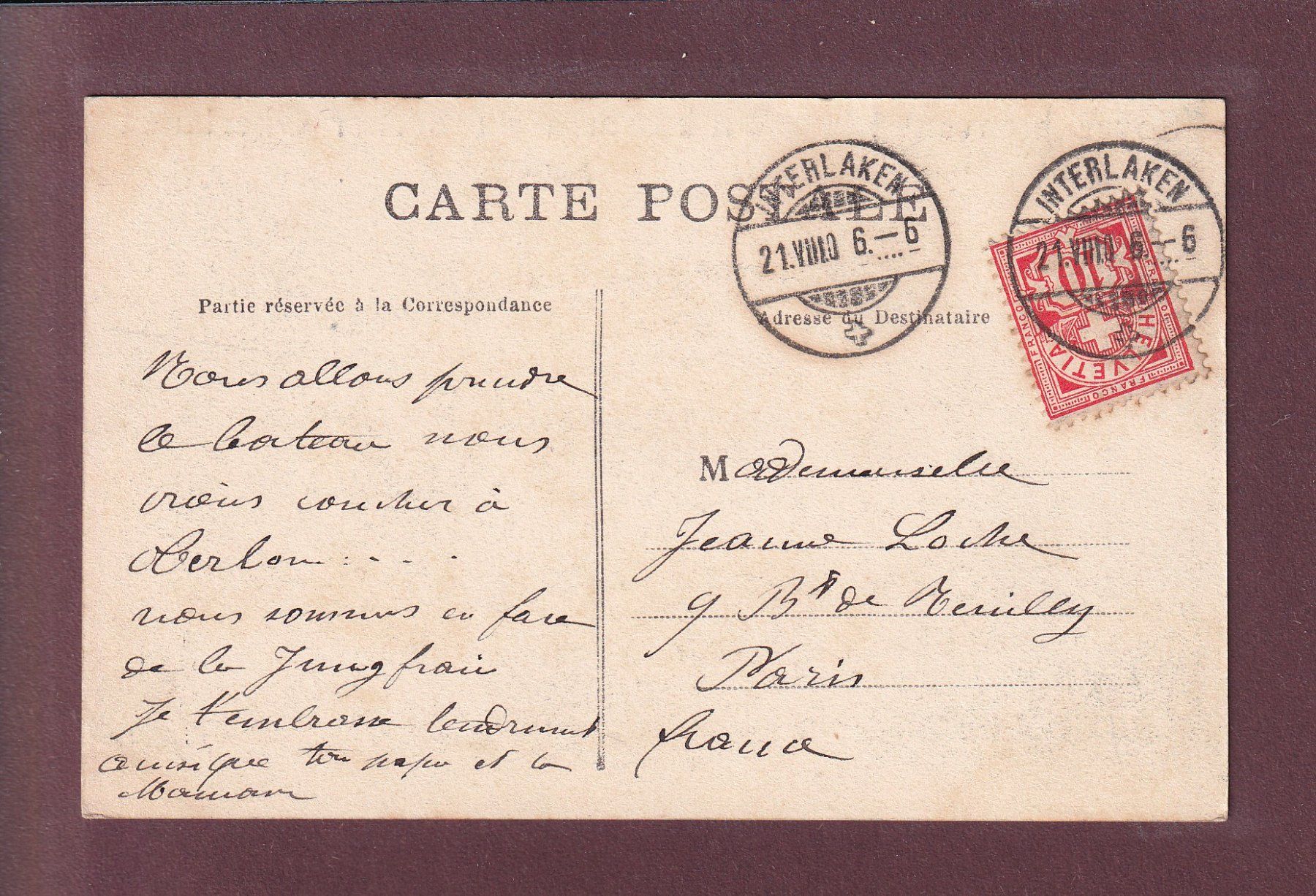 Ansichtskarten: Willkommen im BERNER OBERLAND - Mädchen - 1906 – Gebraucht aus Pully von nicecards 1