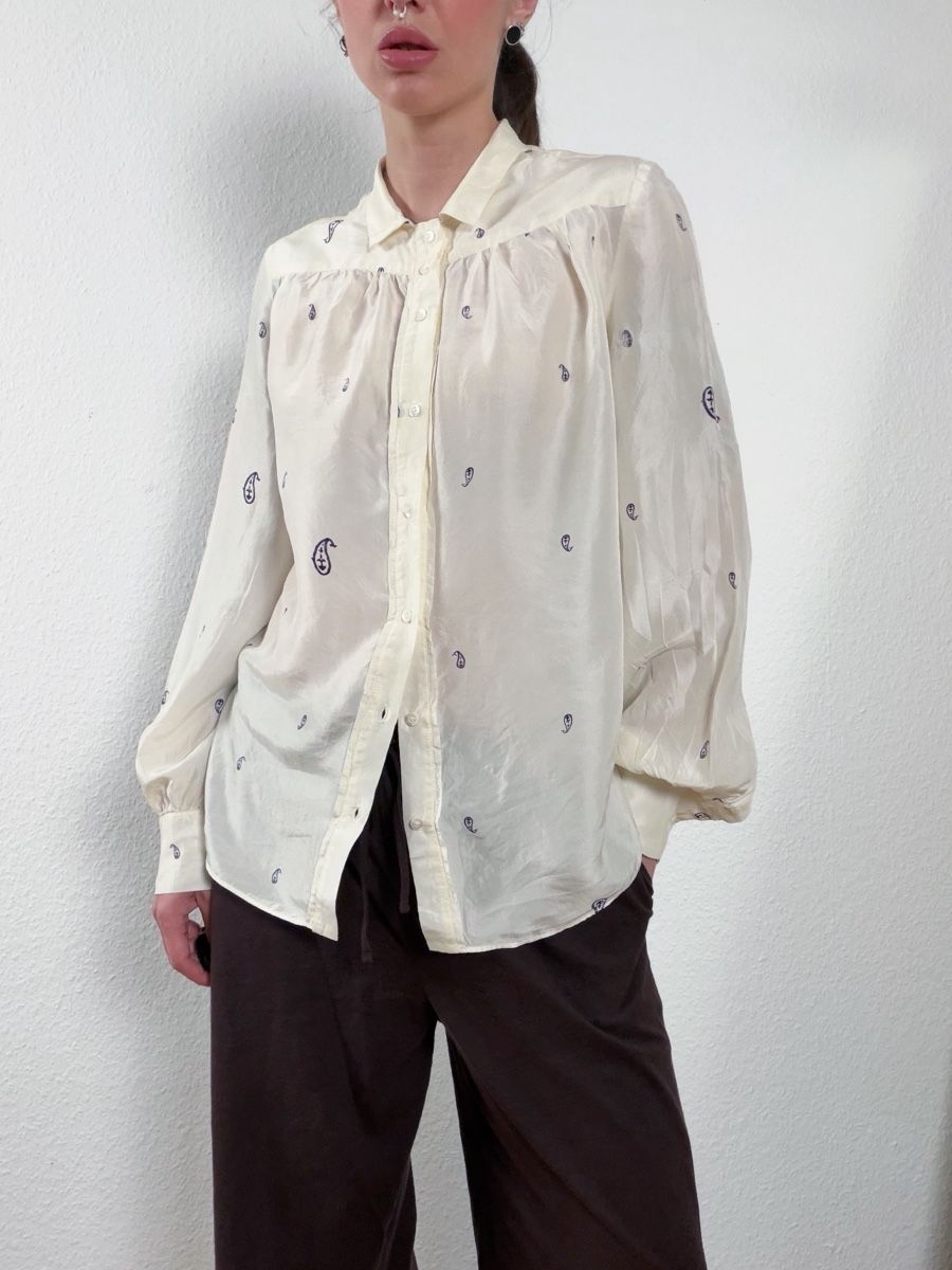 Aspesi Camicette: ASPESI cream silk paisley blouse  – Usato da Knonau venduto da Grapesvintage 1
