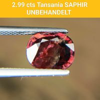 2.99 Karat SAPHIR Tansania UNBEHANDELT orange-rot Edelstein
