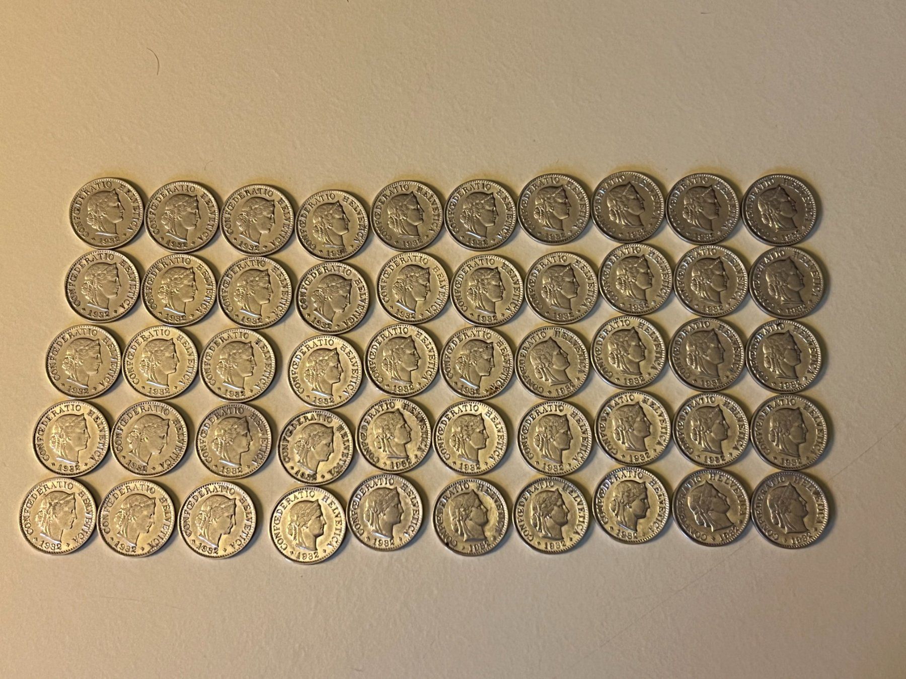 Tutti le monete: 50x 5 Rappen 1932 (voz+) – Usato da Wettingen venduto da pozza01