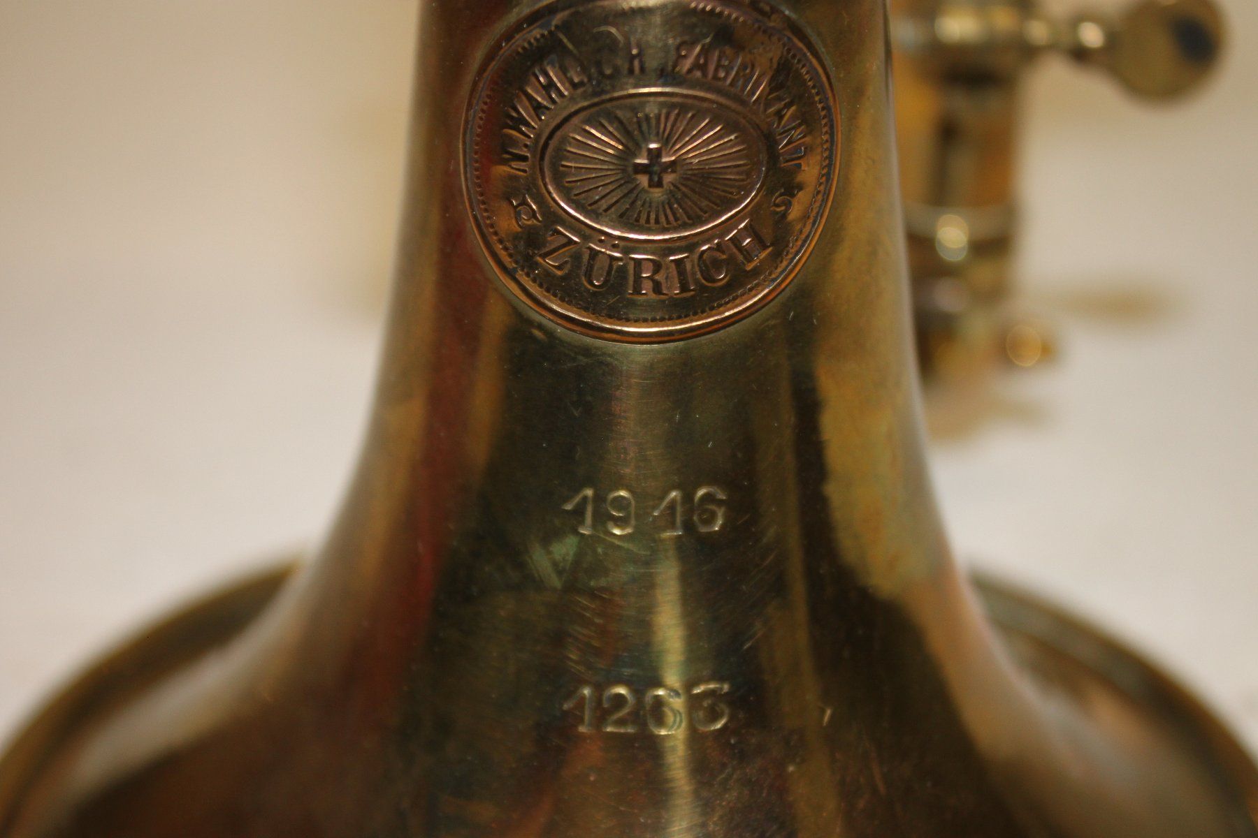 Schweizer Armee Strumenti musicali: Cornet Fabrikant N. Wahlich Zürich – Usato da Thun venduto da Fbchm 2