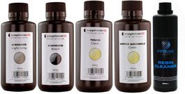 5x Copymaster3D UV Resin Black, Light Grey, Clear + Cleaner