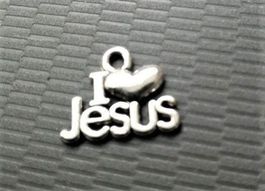 5 Anhänger I love Jesus 15x12mm