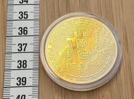 goldene Bitcoin Münze, BTC Coin, Metallmünze, Souvenir