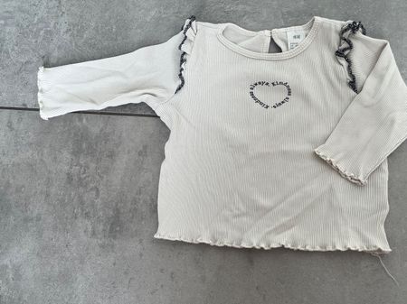 H&M süsses Langarmshirt, Rippshirt,  creme, Gr. 68 w. Neu