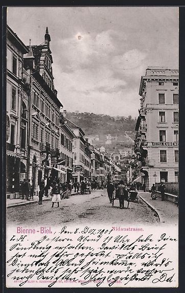Cartoline postali: Bienne-Biel, Nidaustrasse mit Wohngebäu – Usato da Berlin venduto da bartko-reher