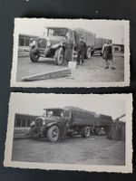 Zwei alte Automobil Photos / Saurer Lastwagen ca. 1930