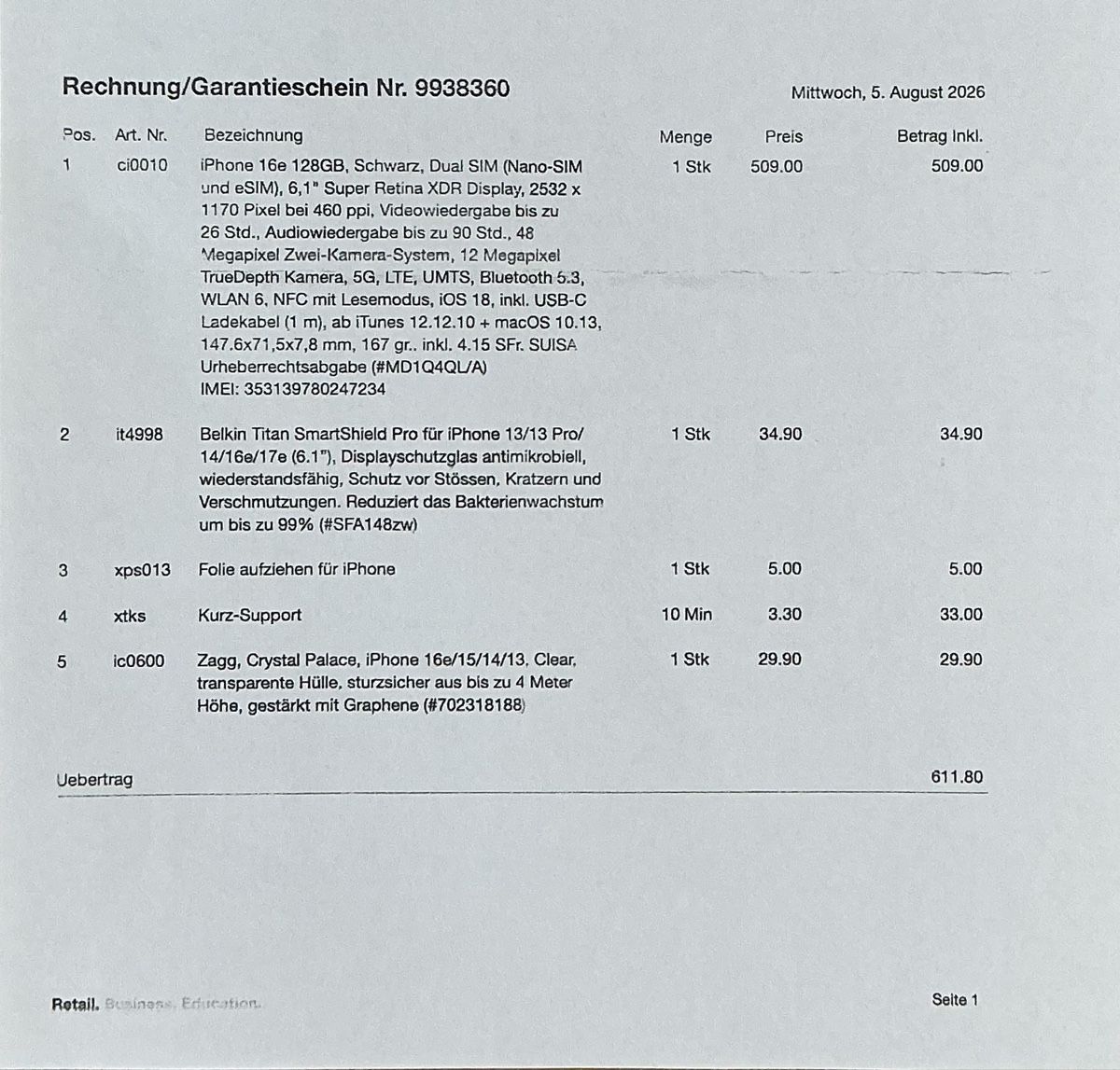 Apple Handys / Smartphones: iPhone 16e, 128GB – Neu (gemäss Beschreibung) aus Unterentfelden von FLY-away-13 2