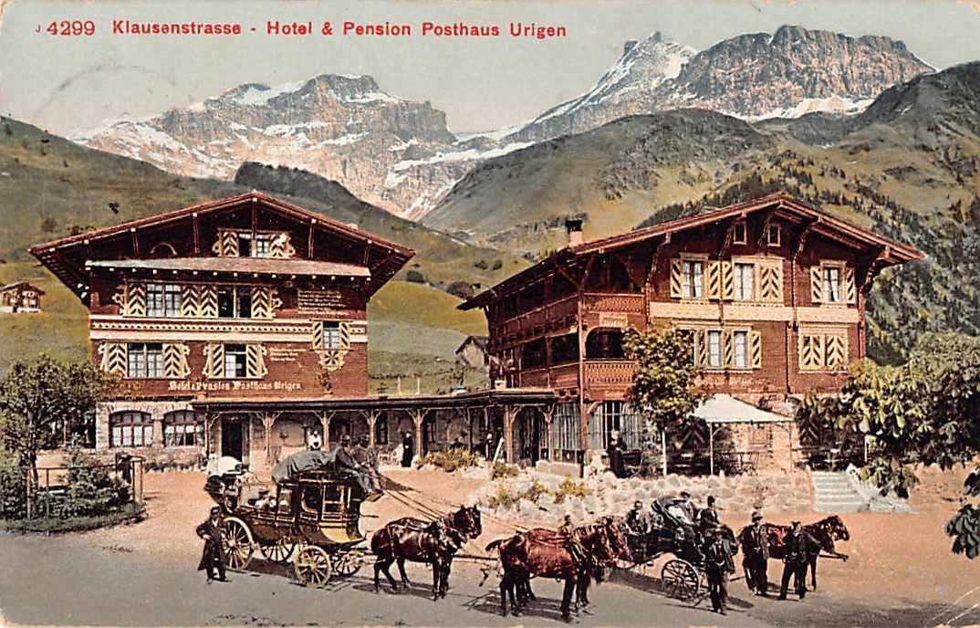 Ansichtskarten: GRUSS vom HOTEL URIGEN, mit STAB-STEMPEL !!! – Gebraucht aus Lufingen von philatelieshop