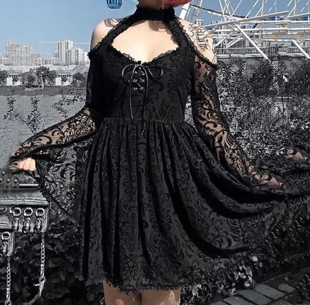 Gemustertes Gothic-Kleid Gr S *neuwertig*