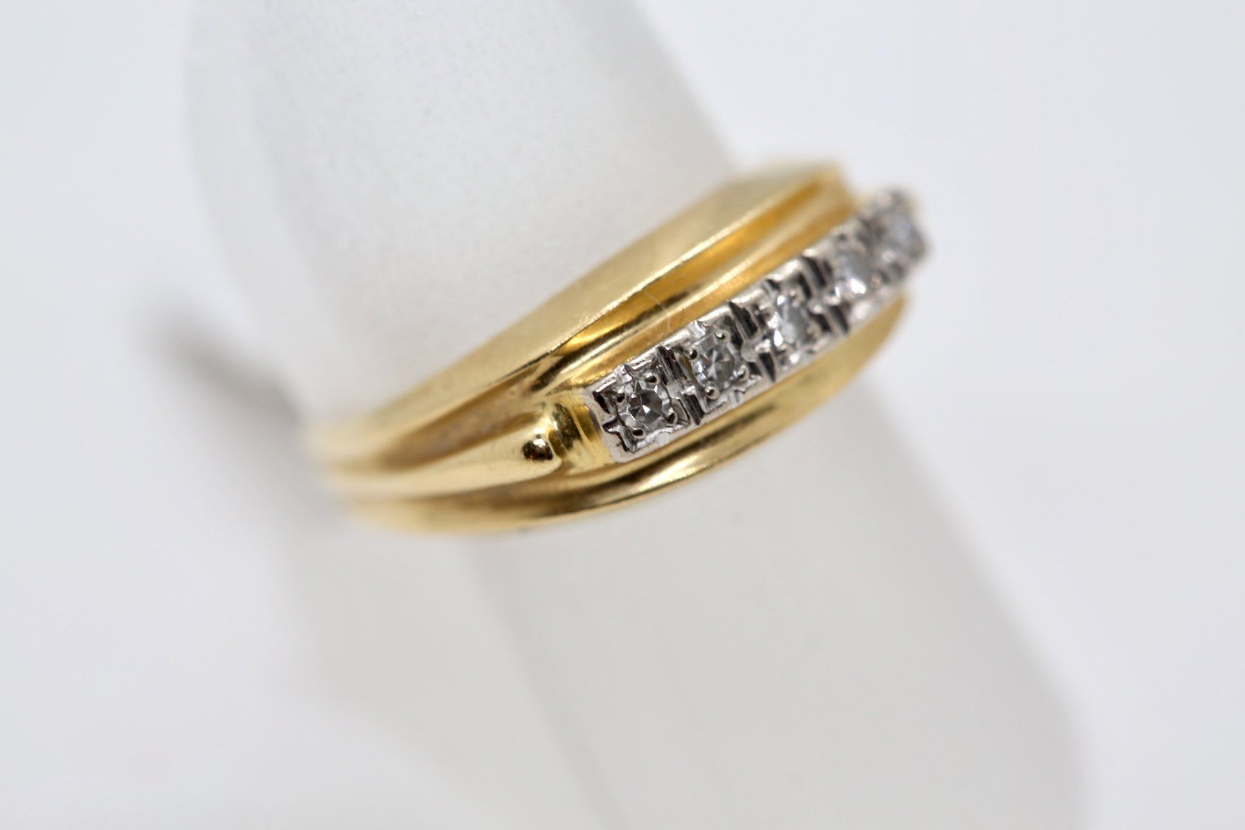 Anelli: Goldring 18K mit 5 Diamanten – Usato da Reinach BL venduto da Han-Numismatik 2