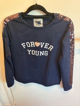 Sweat Forever Young à sequins bleu marine – Taille 164