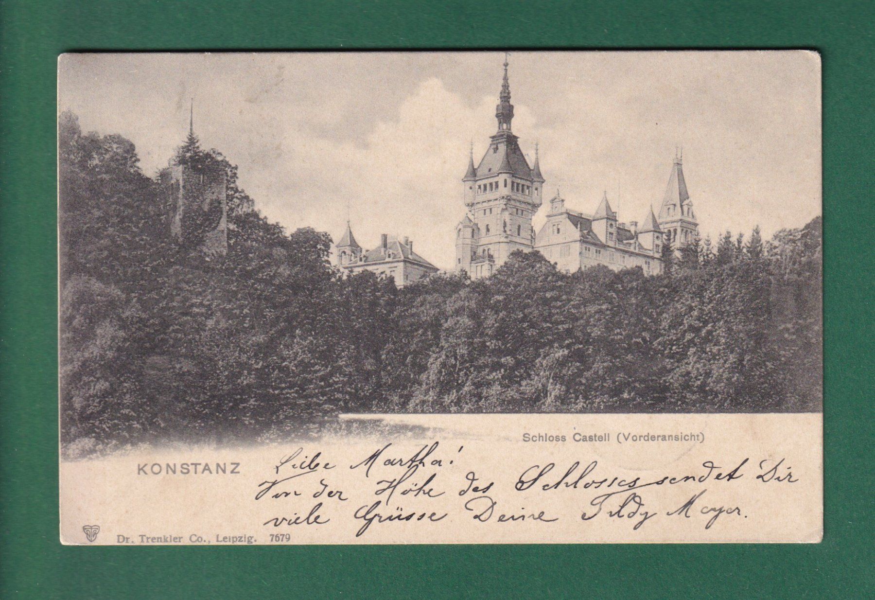 Cartoline postali: KONSTANZ - Schloss Castell - 1902 – Usato da Pully venduto da nicecards-shop