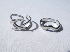 2 silberfarbene, verstellbare Ring, mind. Gr. 55/56 - NEU