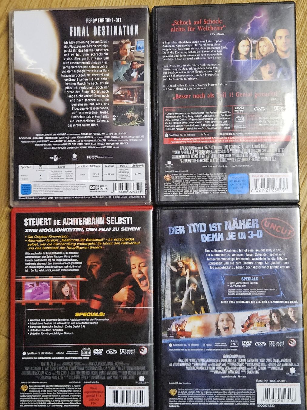 Tutti i DVDs: Final Destination - Horror DVD Collection - Teil 1-4 Bundle – Usato da Oberdorf BL venduto da BaldenEagle 2