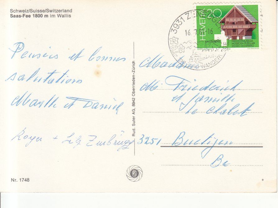 Ansichtskarten: Saas Fee 1981 – Gebraucht aus Bürglen TG von StampGraf 1