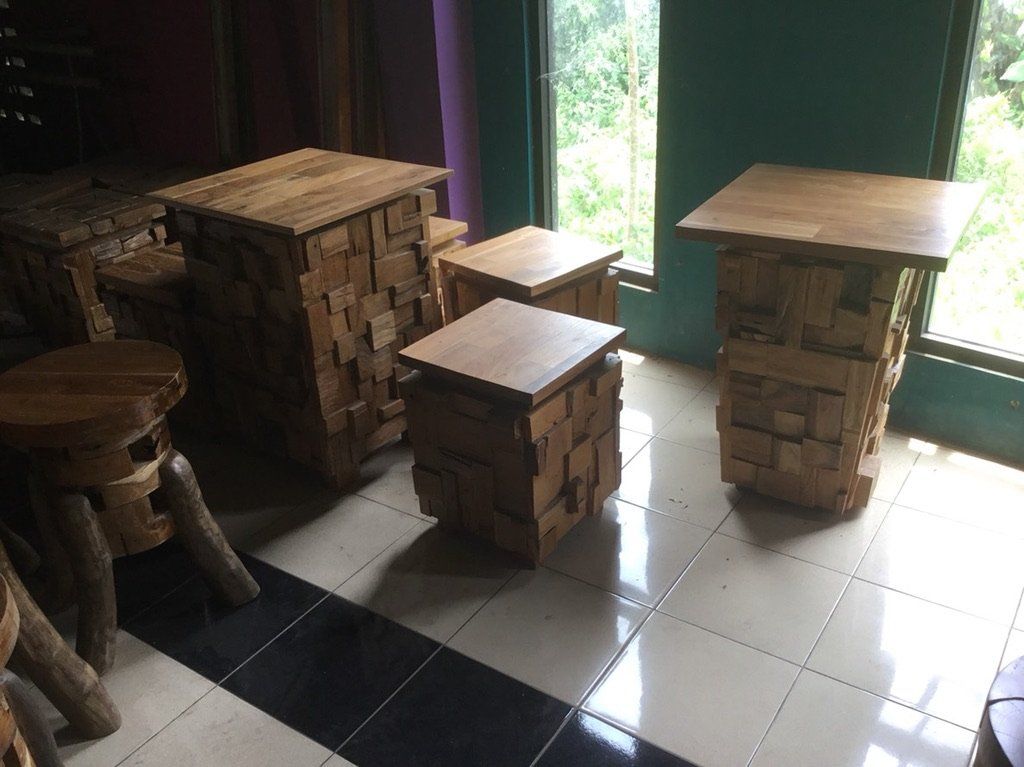 Tischset: SET Sitzgruppe Hocker Tisch Teak Holz Sitzmöbel Garnitur – Neu und originalverpackt aus Daisendorf von Wohn-Kult 3