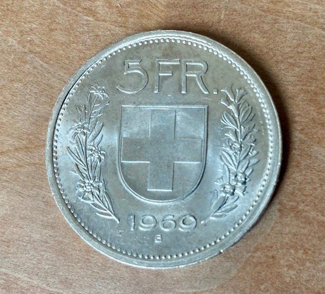 Tutti le monete: 5 Schweizer Franken von 1969 – Usato da Dürnten venduto da Scheidegg32