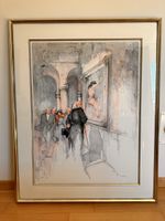 Lithographie Hans Fitze mit Weissgold Rahmen
