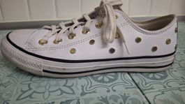 Converse All Star weiss Kunstleder mit Nieten Gold