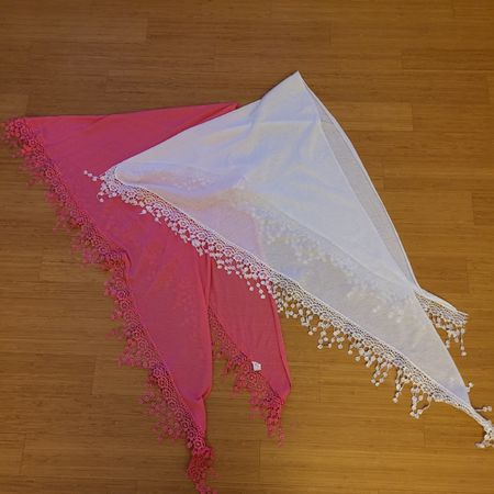 Sommer Tücher Set, Rosa und Weiss, Neu mit Spitze!