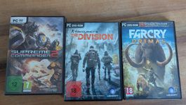 3 PC Spiele Sup.Commander, The Division,Farcri Primal