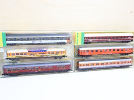 Minitrix 6 x Schöne Personenwagen - Reisezug Set