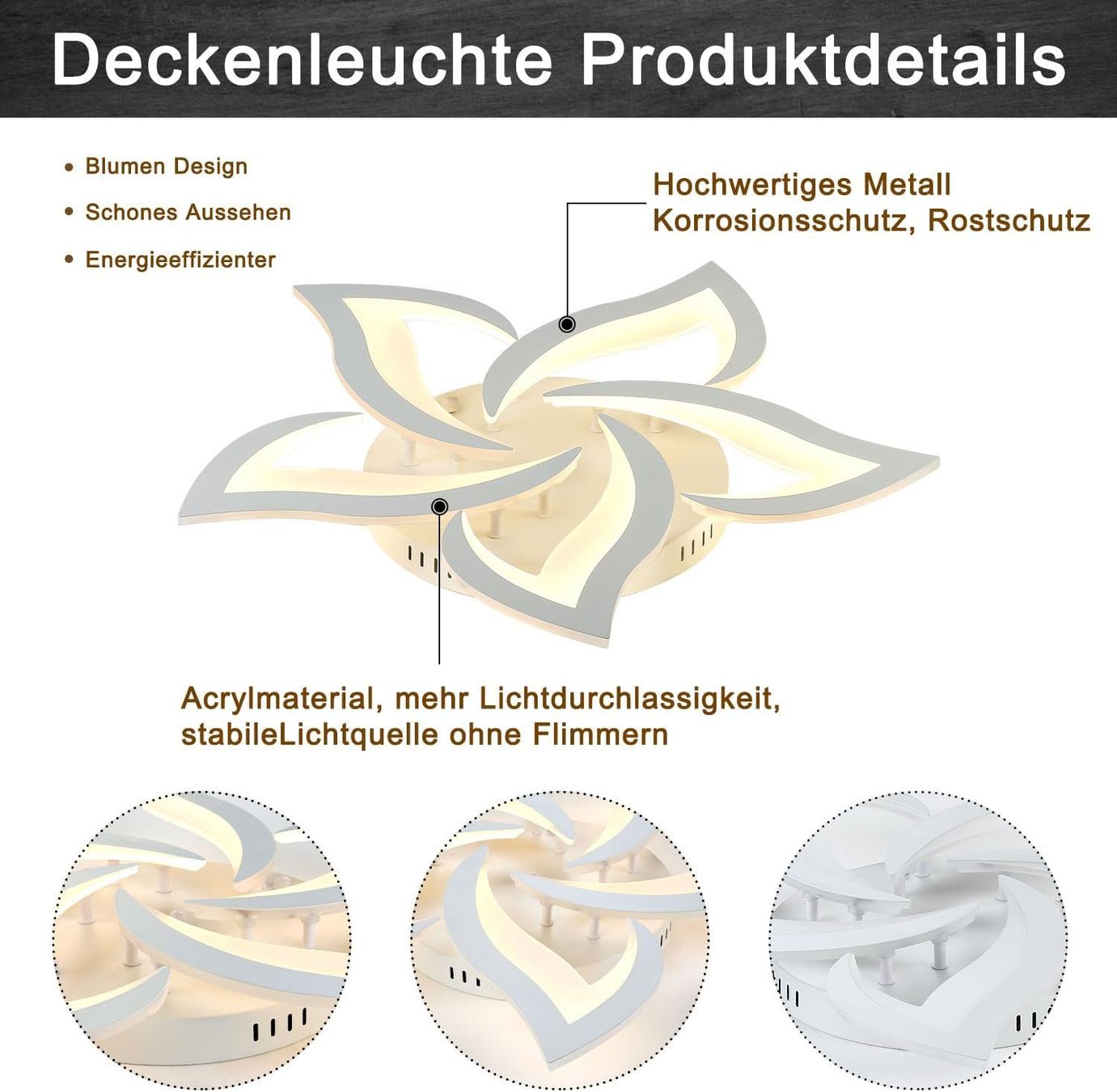Lampadari & plafoniere: LED Deckenlampe Dimmbar Wohnzimmerlampe 5 Köpfe Farbwechsel – Nuovo e nell'imballaggio originale da Wittenbach venduto da VELARO 3