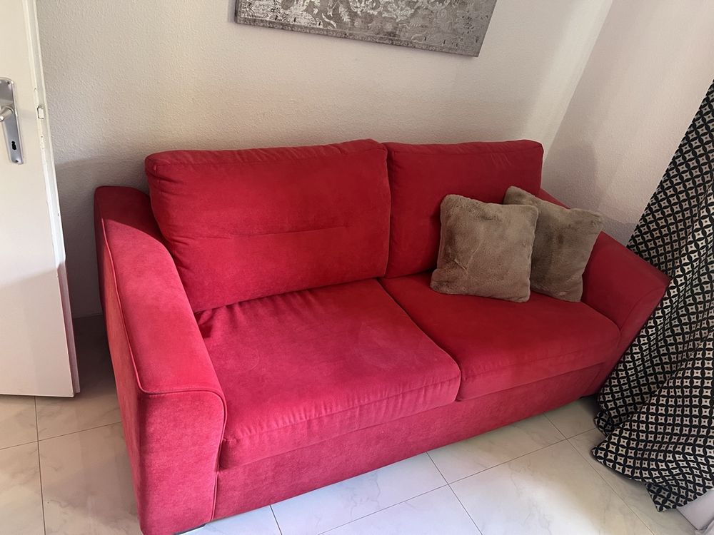 Canapé Convertible 90x200 Cm En Velours - Transformable En Lit Double/jumeaux - Avec Sommier Lattes Bois, Capacité 370 Kg - Sans Matelas (beige)