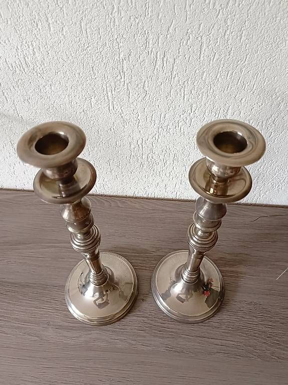 Portacandele: 3 Stk. Kerzenständer versilbert – Usato da Herznach venduto da koro02 2