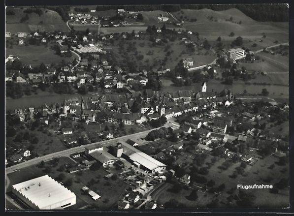 Cartoline postali: Mellingen, Panoramaansicht, Flugaufnahme – Usato da Berlin venduto da bartko-reher