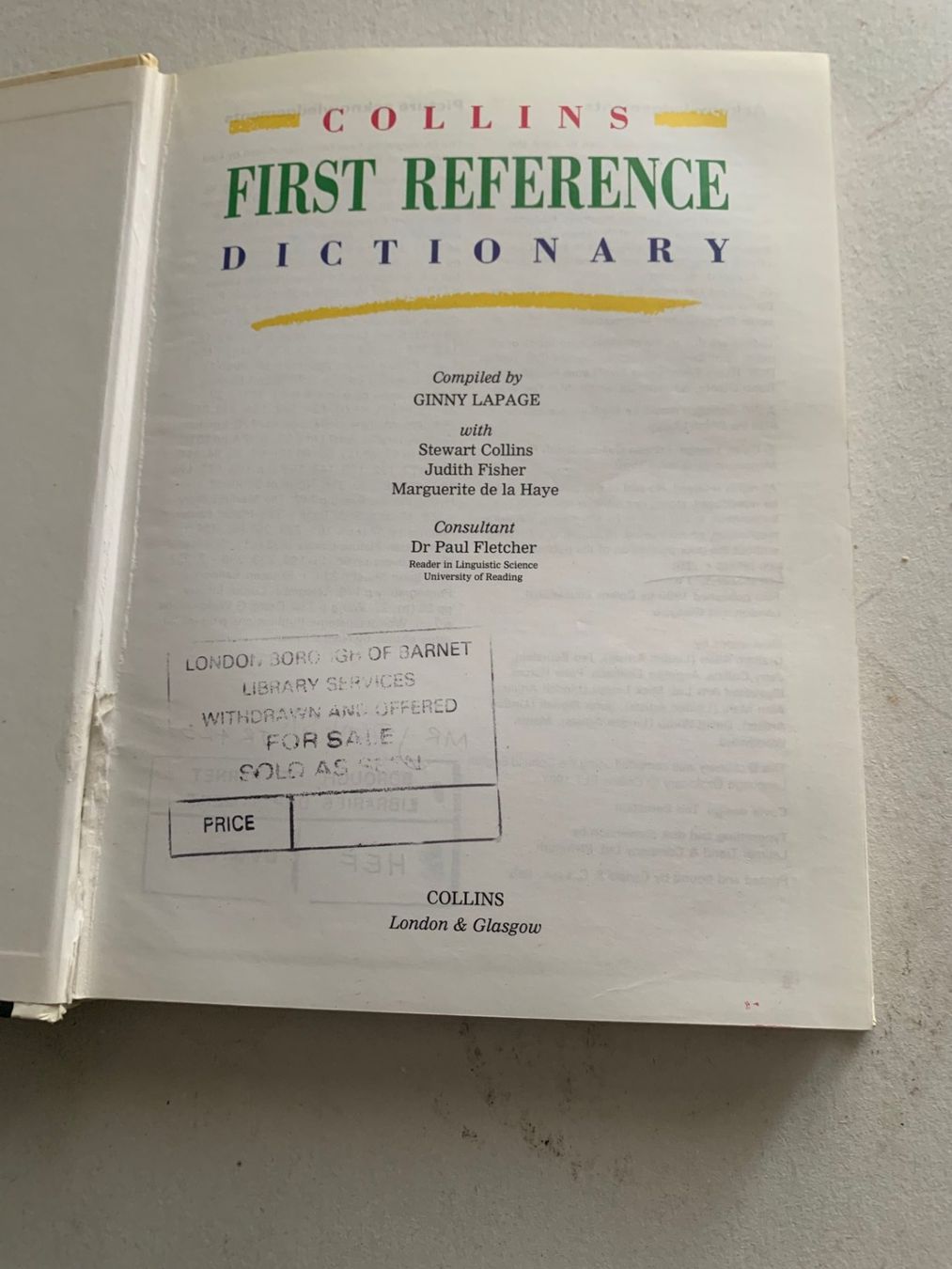 Bücher: Collins First Reference Dictionary, Guter Zustand! – Gebraucht aus Emmen von newdeal1970 1