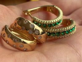 Luxus Elegante Duo Ohrschmuck Ohrstecker Farbe: Gold