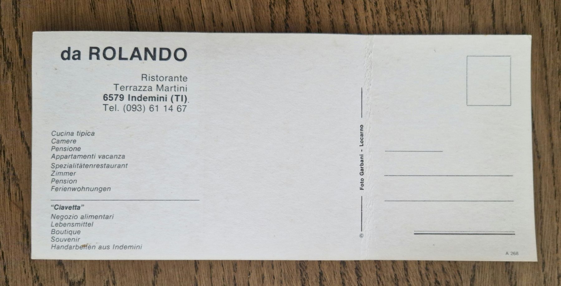 Cartoline postali: Ristorando da Rolando, Indemini – Usato da Ebikon venduto da Donar50 2