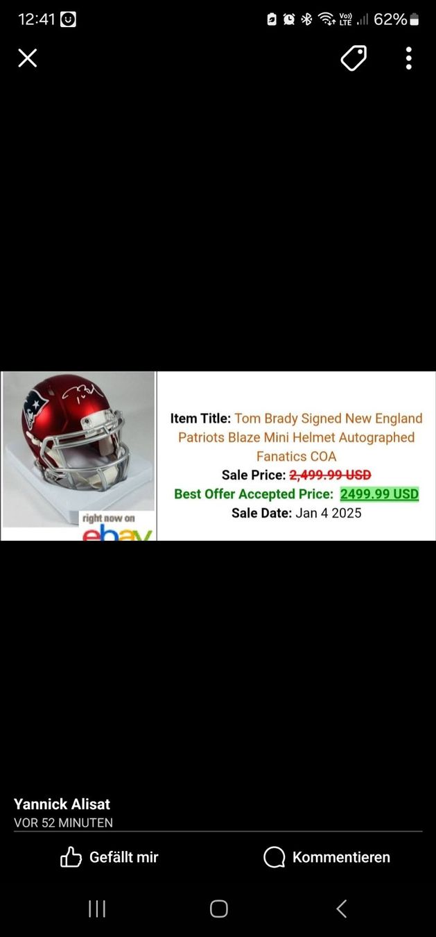 NFL Antike Kleidung: Tom Brady The Goat handpainted mini Helm mit Vitrine – Neu (gemäss Beschreibung) aus Bremgarten AG von Odin85 8