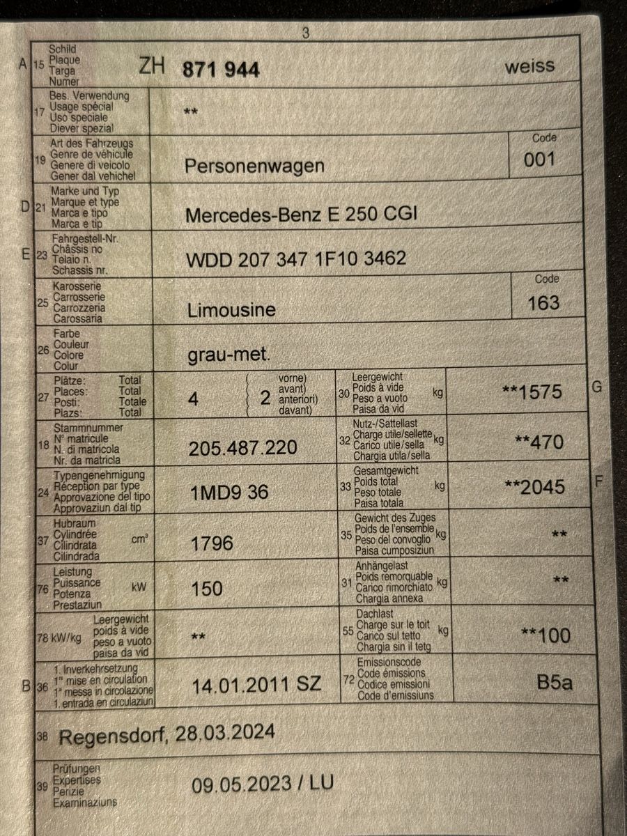 Mercedes-Benz Automobili: Mercedes-Benz E 250 CGI – Distronic Plus – Usato da Klingnau venduto da amr_tgq7 5