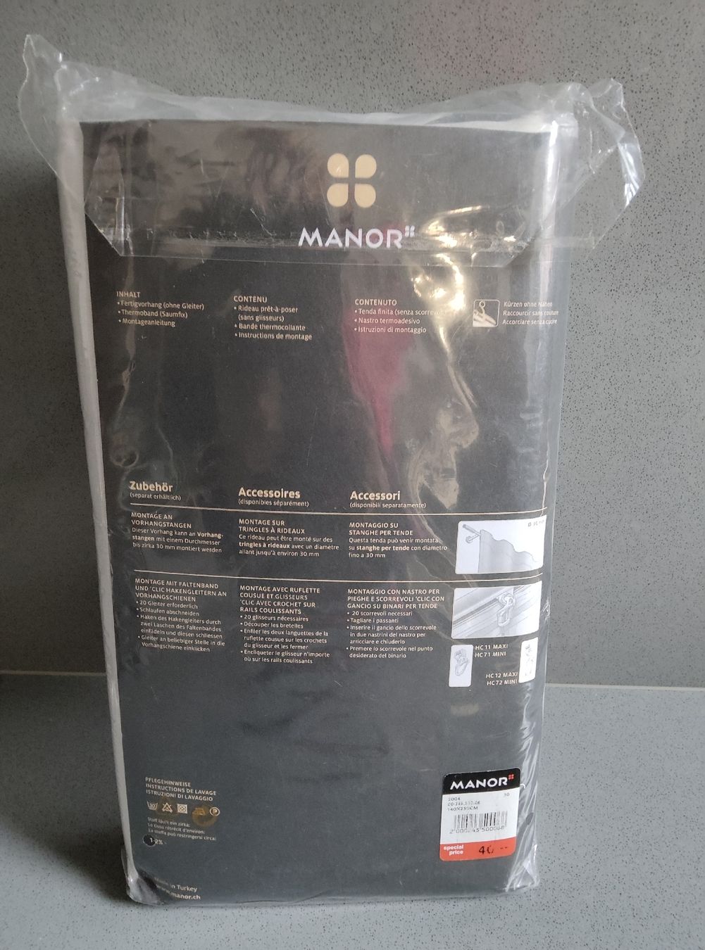 Manor Vorhänge: NEU " HELL - Grauer VORHANG / MANOR – Neu und originalverpackt aus Minusio von Todesca 6