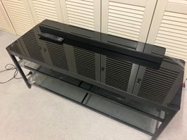 TV-Lowboard mit Glasplatten, schwarz
